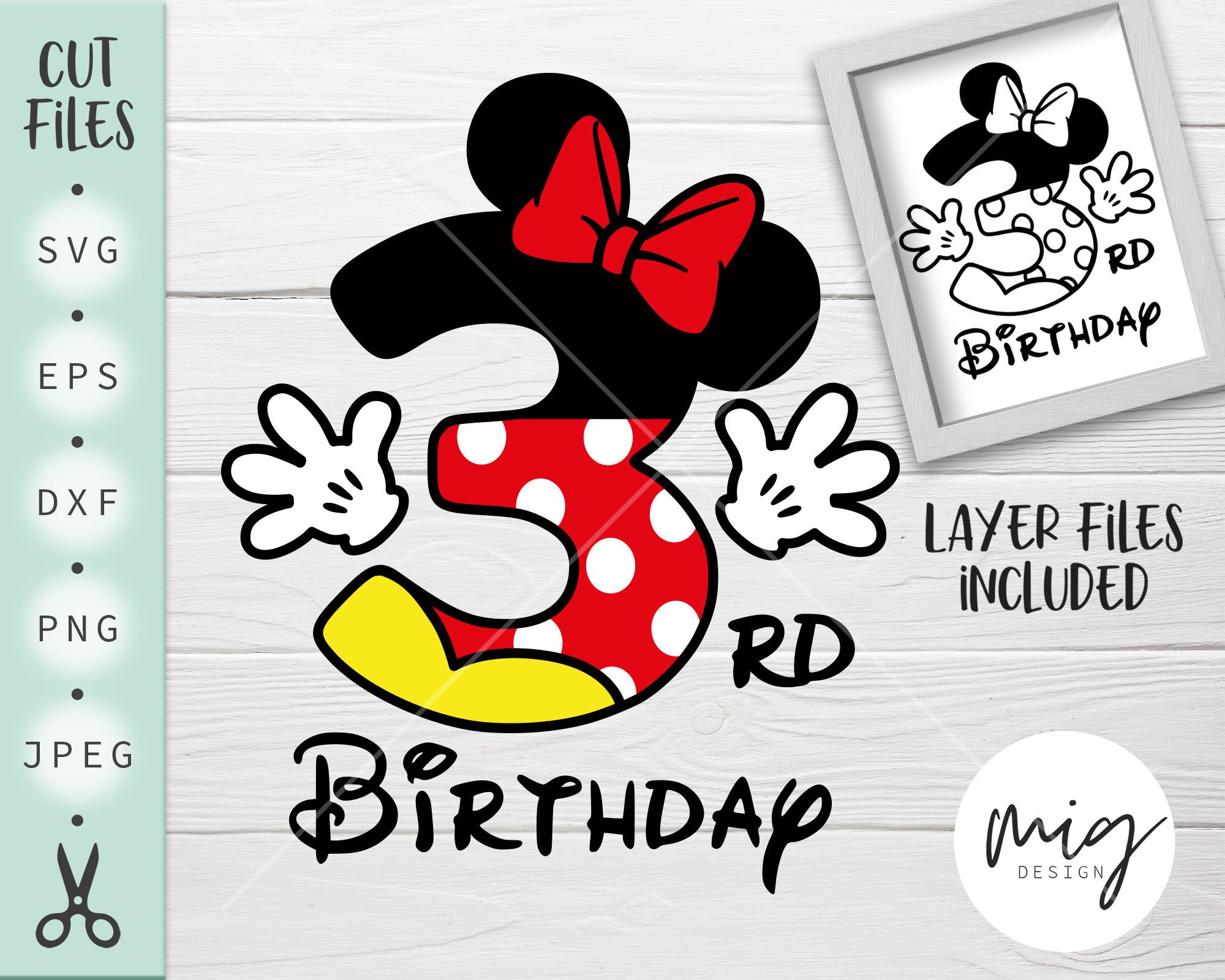Minnie Mouse 3rd Birthday SVG