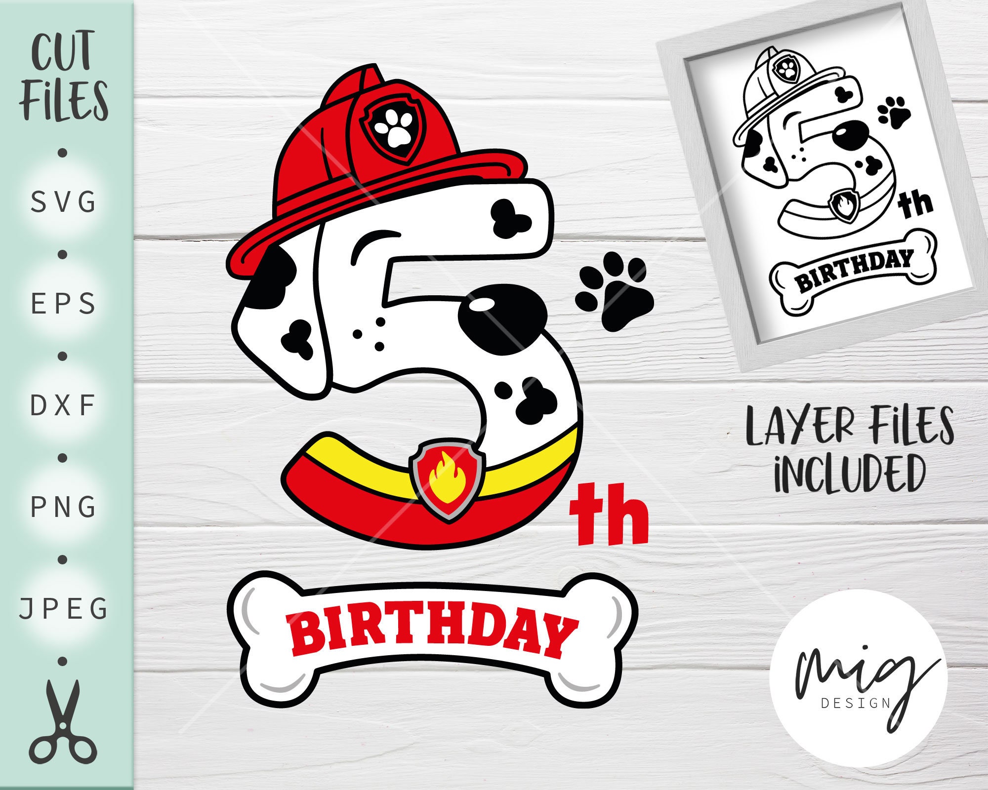 Download Paw Patrol Birthday Svg Marshall Birthday Svg 5th Birthday Etsy
