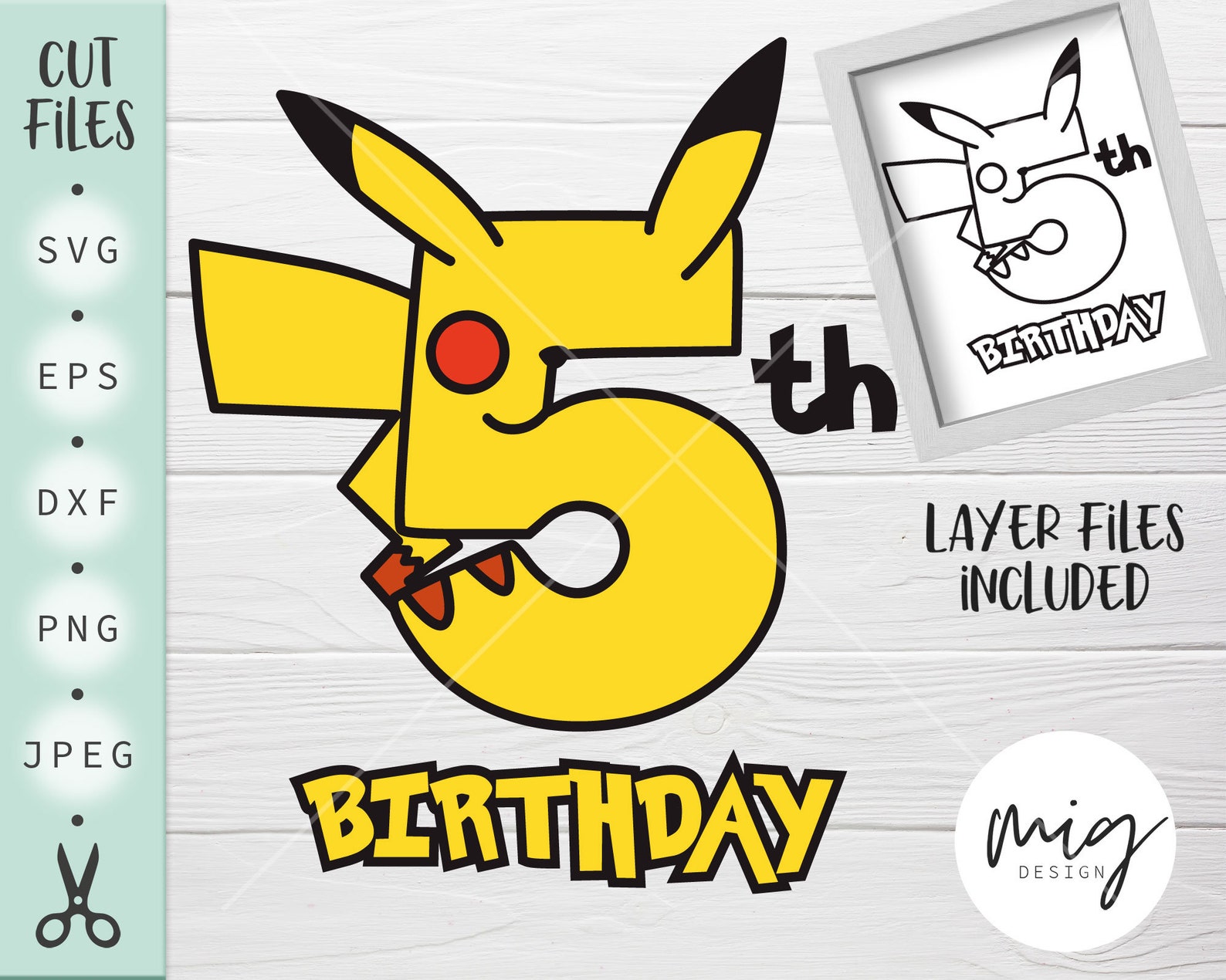 Download 5th Birthday Pikachu svg 5th Birthday Pokemon svg five | Etsy