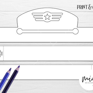 Pilot Hat Paper Crown COLOR YOUR OWN Pilot Hat Printable - Etsy
