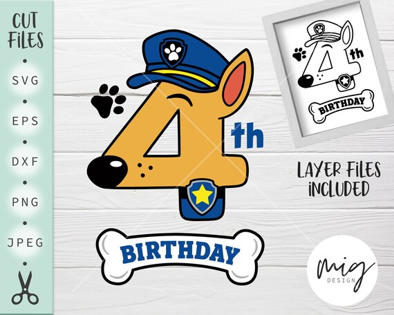 Download 4th Birthday Chase Svg Chase Birthday Svg 4th Birthday Paw Etsy
