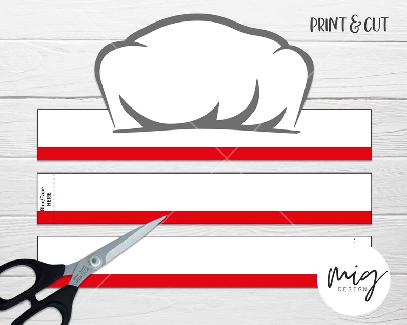 Chef Hat Paper Crown COLOR YOUR OWN Printable Party Pdf Etsy
