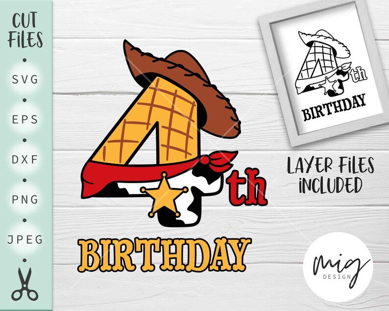 Download 4th Birthday svg four SVG Cowboy four Birthday Woody | Etsy