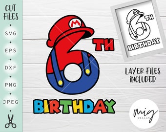 Mario Birthday Shirt Svg - Etsy