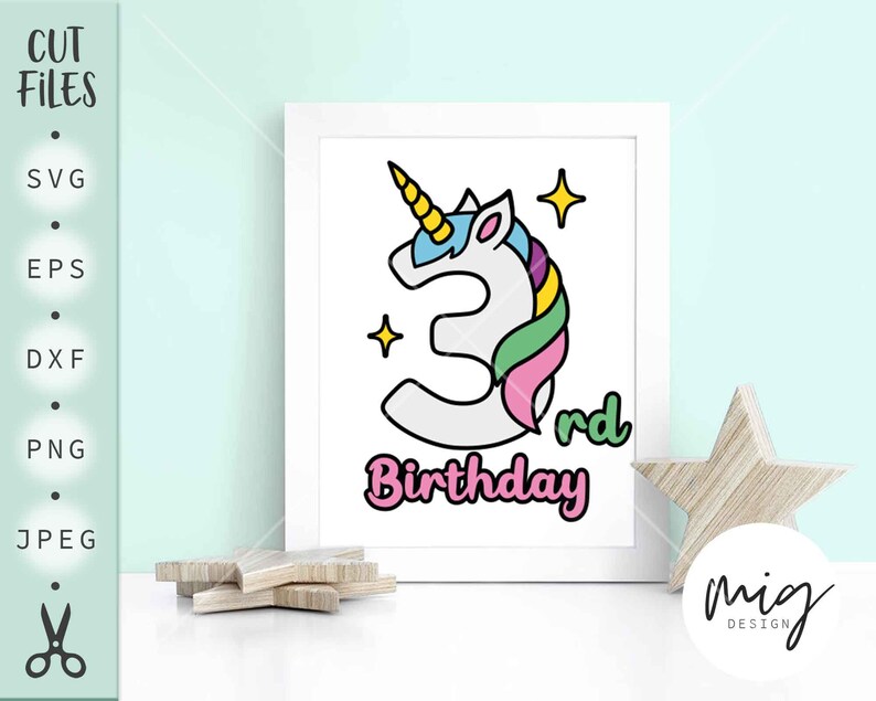 Download 3rd Birthday svg three SVG unicorn Birthday svg three | Etsy