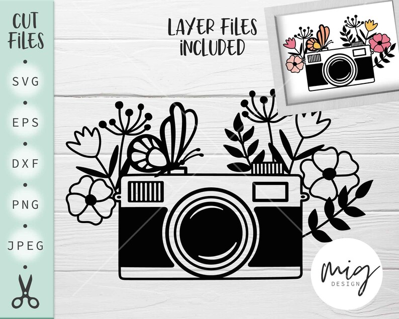 Download Camera svg Camera cut file Floral camera svg Cricut | Etsy