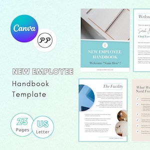 Employee Handbook Template for Small Businesses | New Hire Onboarding Guide | HR Manual & Checklist | Canva Editable Template