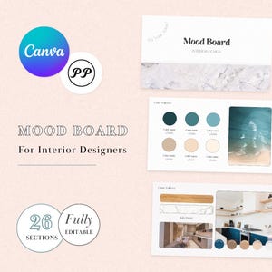 Modern Interior Design Mood Board Template, Customizable Canva Template, Home Decor Inspiration, Digital Mood Board Kit, Proposal Pack