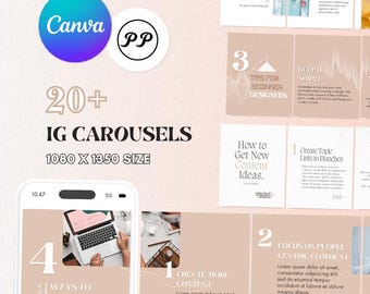 Instagram Carousel Template Pack for Bloggers, Coaches & Entrepreneurs – Editable Canva Templates – Promotional Social Media Designs