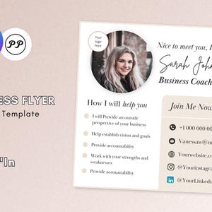 Coaching Flyer Template, Editable Business Coach Canva Template, Life Coach Marketing Materials, Business Consultation Flyer