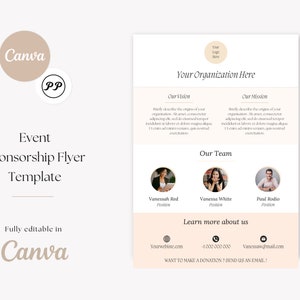 Non Profit Company Flyer Template , Editable Corporate Sponsor Template , Fundraising Event Flyer , Fundraising Template