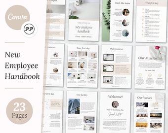 Employee Handbook For Small Businesses , New Hire Handbook , New Hire Checklist , HR Manual , New Hire Onboarding , Canva Editing Template