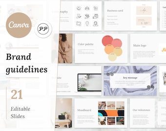 Brand Guidelines Template, Editable Canva Template Branding Kit, Mood Board , Brand Strategy, Brand Direction Template , Logo Guidelines