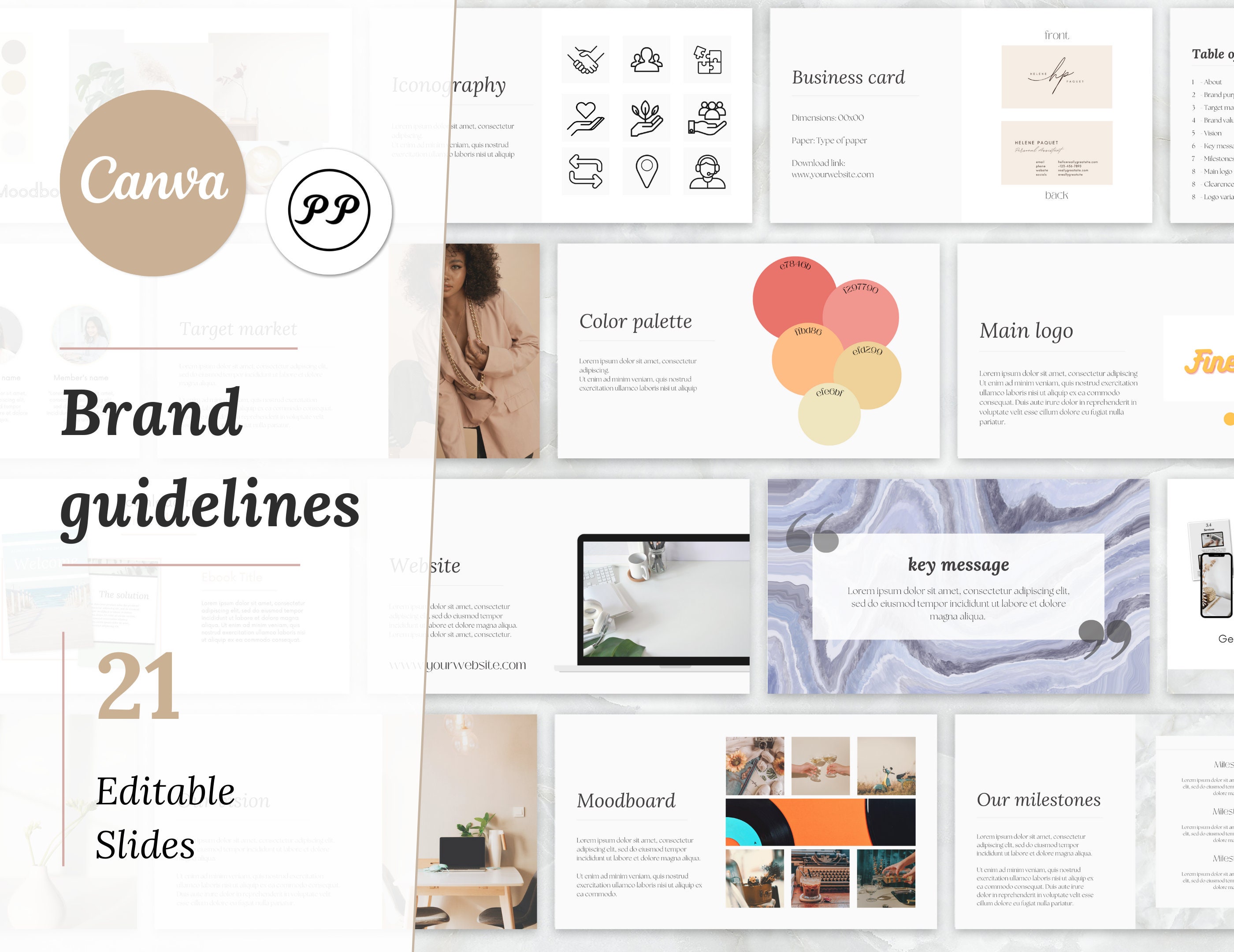 Brand Guidelines Template, Editable Canva Template Branding Kit, Mood