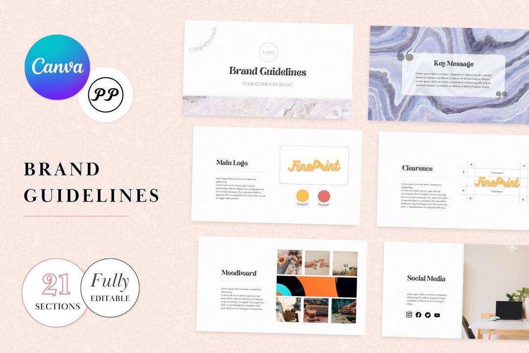 Editable Brand Guidelines Template – Canva Branding Kit, Mood Board ...