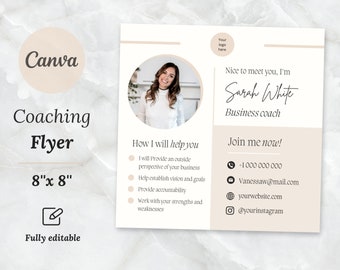 Coaching Flyer Template , Editable Business Consultation Canva Template , Coach Flyer , Coach Business Card , Business Consultation