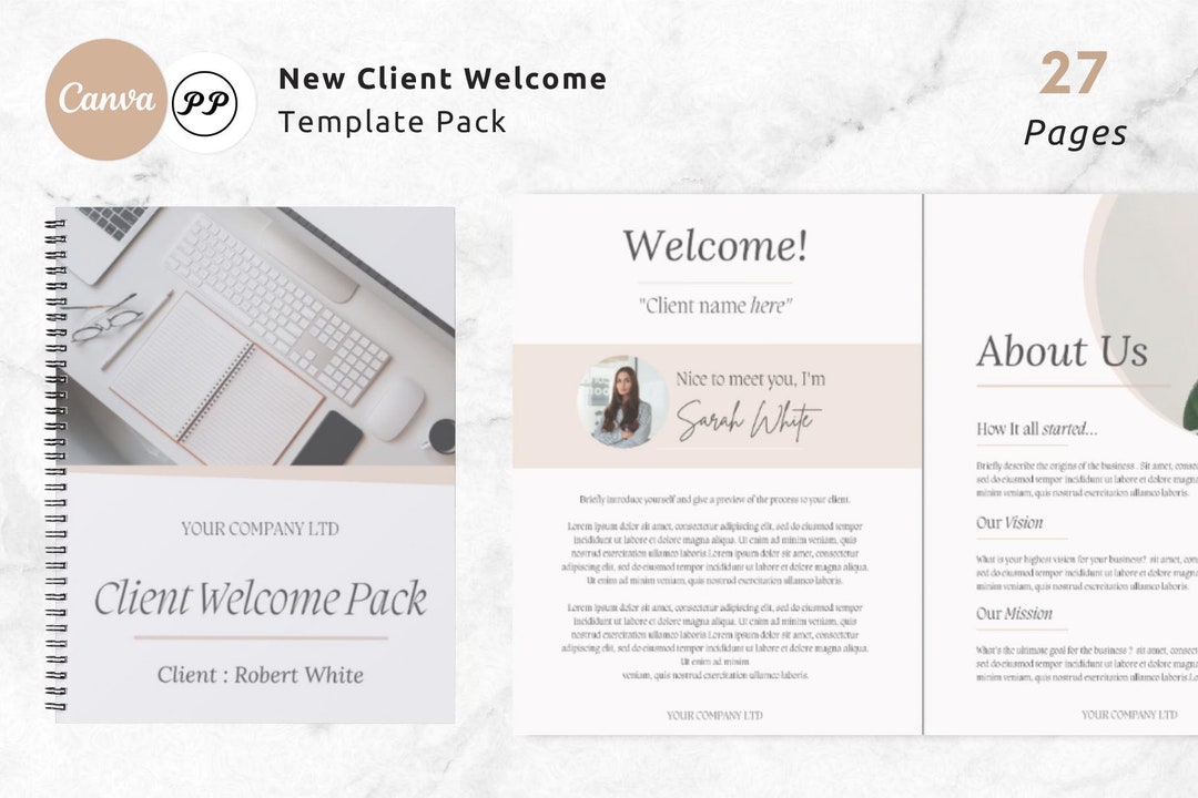 Editable New Client Welcome Packet , Canva Welcome Kit & Guide for ...