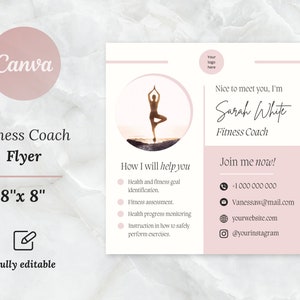 Personal Trainer Flyer Vorlage, bearbeitbare Fitness Coach Canva Vorlage, Fitness Vorlage, Sport Visitenkarte, Personal Trainer
