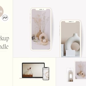 Canva Device Mockup Bundle  , 12 Editable Minimal Mockup , Laptop Mockup , Phone Mockup , Iphone Mockup , Ipad Mockup , Drag and Drop