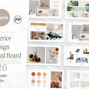 Interior Design Mood Board Template , Editable MoodBoard Canva Template , Interior Design , Inspiration Board , Design Proposal Pack