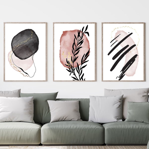 Blush and Gold Wall Art Etsy
