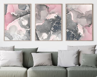Pink Grey Wall Art Etsy