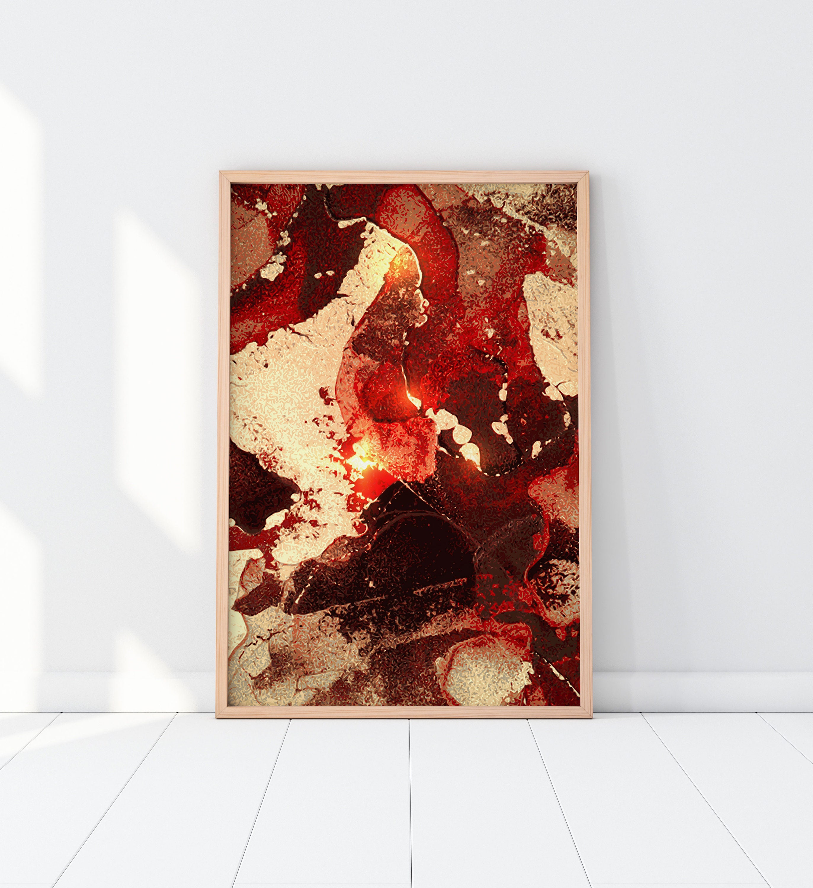 Red Marble Set of 3 Red Black Gold Print Wall Art 