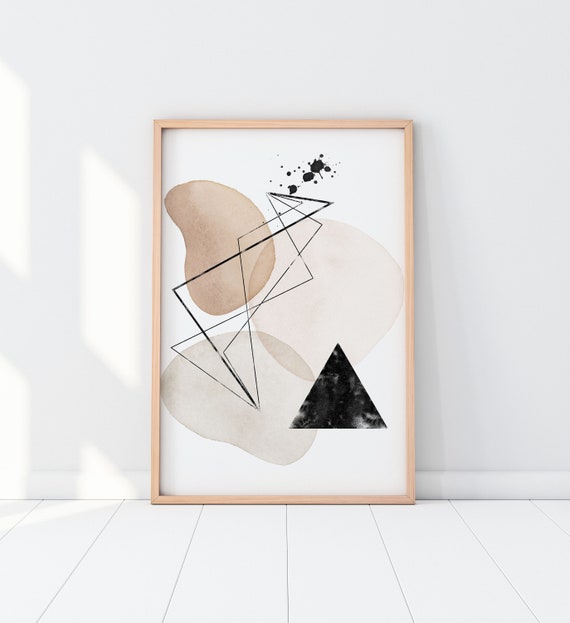 Shapes of Cream Framed Abstract Print Abstract Poster, Print Contemporary Etsy 3, White Black - Wall Abstract, Wall White Israel Art, Black Art, Set and