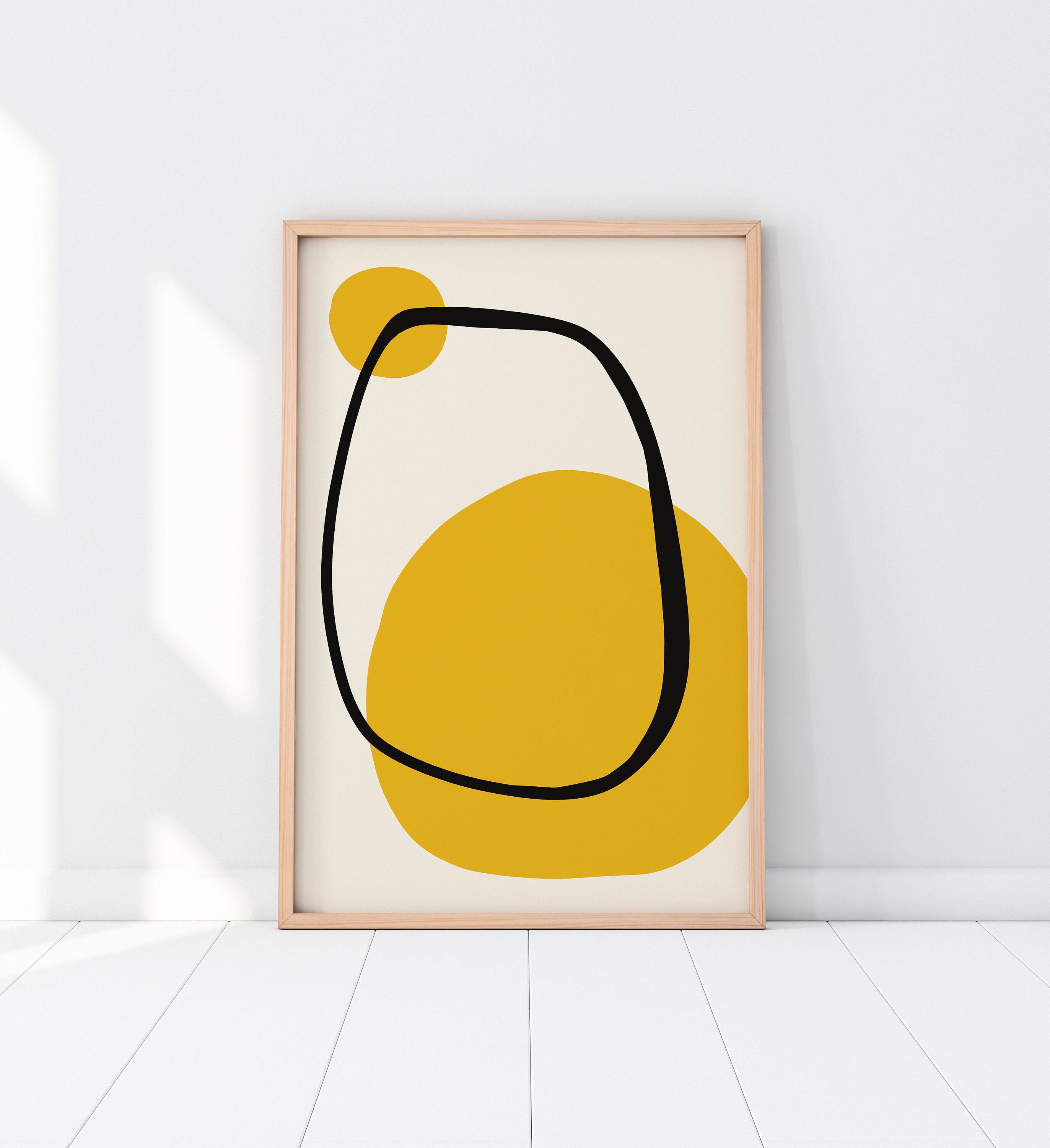 Yellow Abstract Print Set Of 3 Yellow and Black Contemporary Etsy