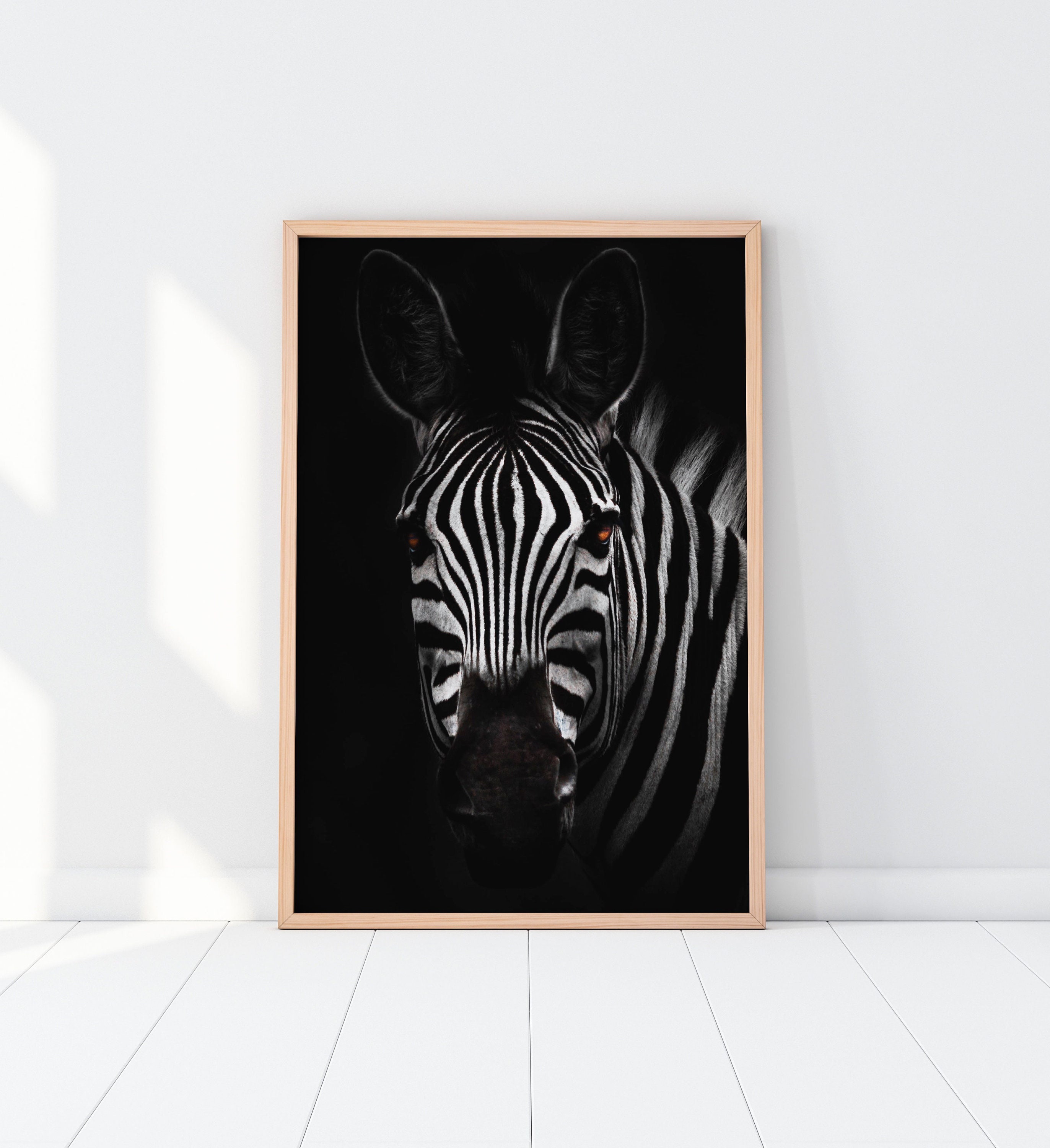 Leopard Zebra Black White Animal Poster Abstract Canvas Print Wall Art Picture 
