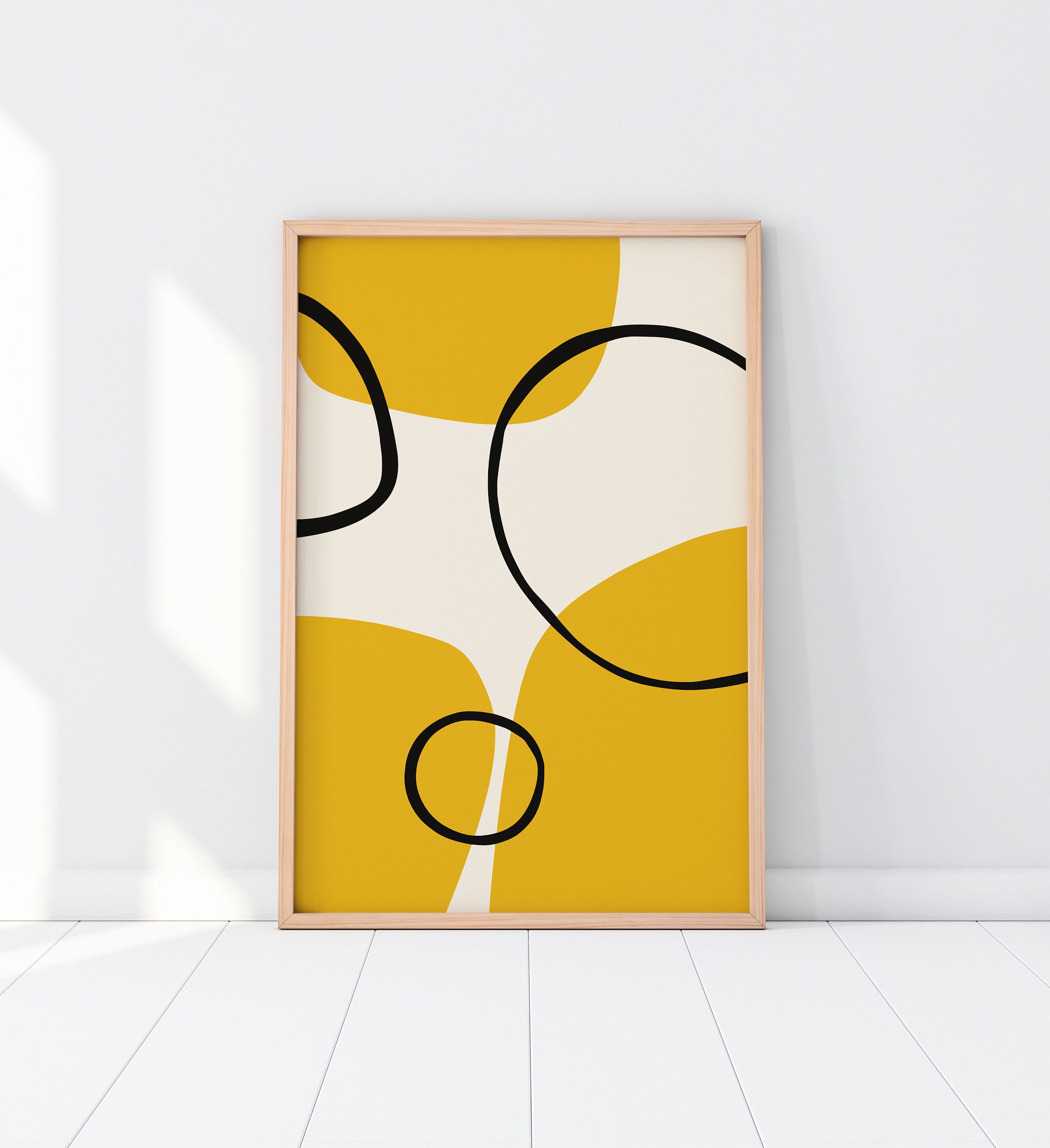 Yellow Abstract Print Set Of 3 Yellow and Black Contemporary Etsy
