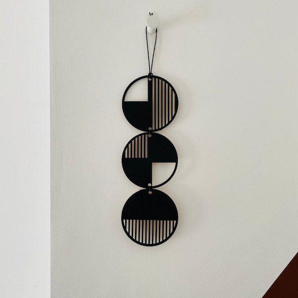 Black Stripe Wall hanging - Geometric Art - Plywood Decor - Monochrome Art - Mono Wall Hanging - Wall Art Decor - Black Cut Out Art