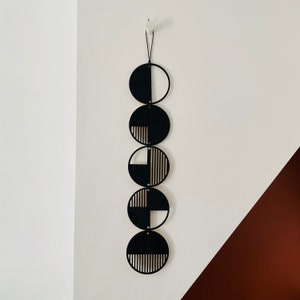 Black Stripe Plywood Wall Hanging: Geometric Monochrome Art image 8
