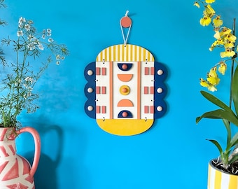 Handmade Abstract Wood Wall Art: Eclectic Geometric Sculpture