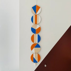 Wall hanging Colourful Geometric Plywood Scandi Hygge Boho Wall Hanging Wall Art multi Blue, Orange and White Decor image 2