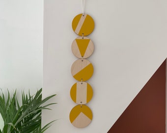 Geometric Plywood Wall Hanging: Yellow Scandinavian Decor