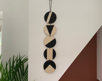Geometric Plywood Wall Hanging: Black Monochrome Scandinavian Decor