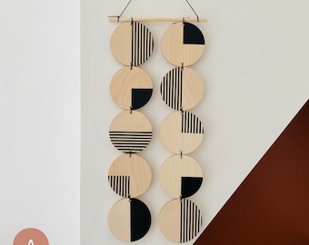 Colourful Monochrome Geometric Wooden Wall Art