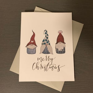 Cute Watercolor Christmas Gnome Cards and Holiday Gnome Cards Size A2 with White Envelope