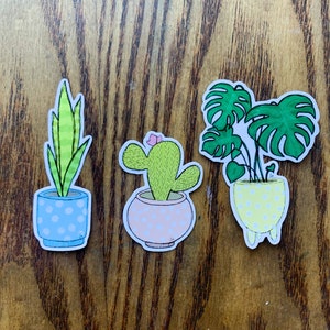 Set of cute houseplant stickers including snake plant sticker and cactus sticker and monstera sticker (Swiss Cheese Plant Sticker)