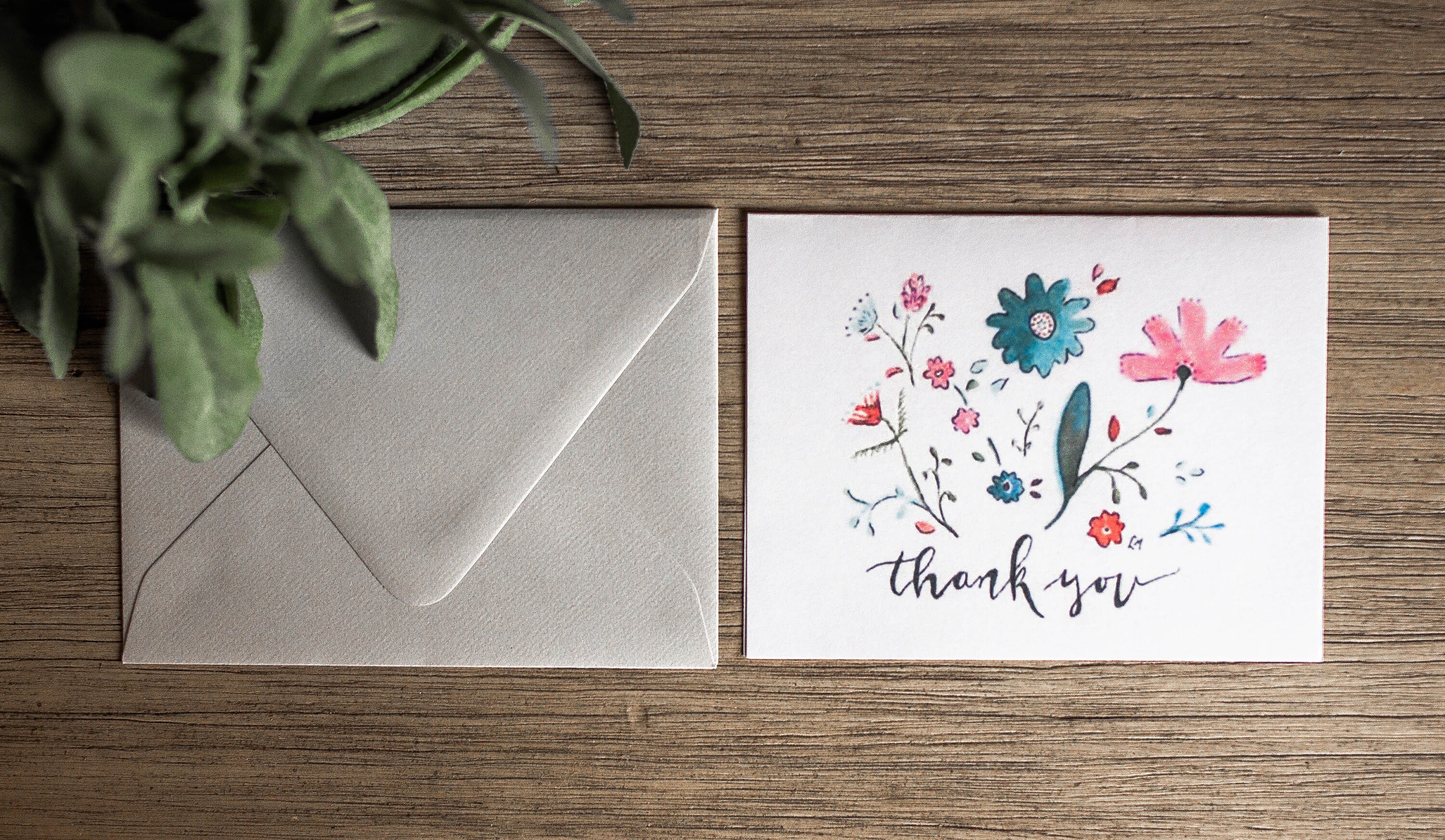 Flower Thank You Card - Thank You Card Set - Colorful Thank You Card ...