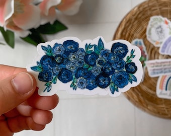 Cute Blue Flower Collage sticker - Blue Flower sticker - Watercolor Floral sticker - Blue Flower Bouquet sticker
