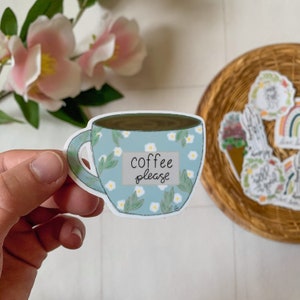 Cute Coffee Cup Sticker, Coffee Lover Sticker, Gifts for Coffee lovers, Stickers for laptop, Stickers for hydroflasks, Journal Sticker
