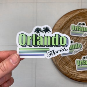Waterproof Orlando Florida Sticker - Orlando palm tree gift sticker - Retro Orlando stickers for laptop - Hydroflask Seattle Stickers