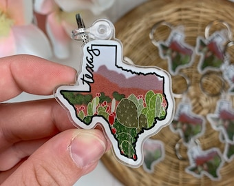 Cute Texas Keychain Gift - TX Keychain - Texas State Keychain - Texas Nature Gift - Texas State Charms