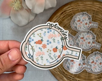 Optometry sticker, Cute floral optometry sticker, Eye flower art, Future Optometrist sticker