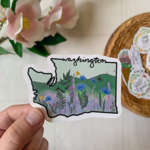 Cute Washington Sticker - Washington State Sticker - WA Nature Sticker - Stickers for Hydroflask - Stickers for Laptop