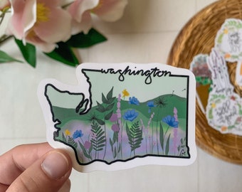 Simpatico adesivo Washington - Adesivo Stato di Washington - Adesivo natura WA - Adesivi per Hydroflask - Adesivi per laptop