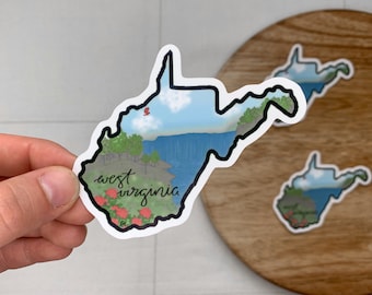 Cute West Virginia Sticker - Waterproof West Virginia State Sticker - WV State Sticker - West Virginia Laptop Sticker and Hydroflask Sticker