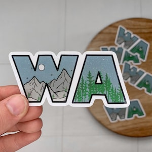 Washington State Initial sticker, State Sticker, WA nature sticker, Stickers for Laptop